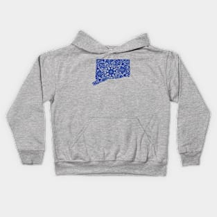 Blue Connecticut State Gift Mandala Yoga CT Art Kids Hoodie